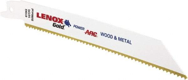 Lenox - 6" Long x 3/4" Thick, Bi-Metal Reciprocating Saw Blade - Tapered Profile, 10 TPI, Toothed Edge, Universal Shank - Strong Tooling