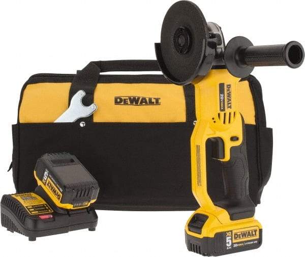 DeWALT - 4-1/2" Wheel Diam, 7,000 RPM, Cordless Angle & Disc Grinder - 5/8" Spindle - Strong Tooling