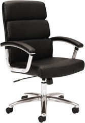 Basyx - 37-3/4" High Executive Mid Back Chair - 24" Wide x 24" Deep, Leather Seat, Black - Strong Tooling