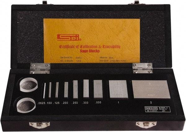 SPI - 9 Piece, 1/16 to 2", Grade 0, Steel Gage Block Set - Rectangular, 0.000008" Tolerance - Strong Tooling