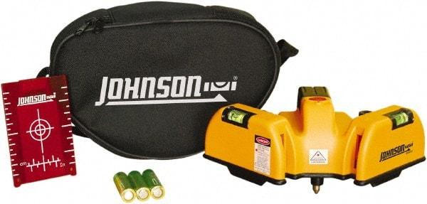 Johnson Level & Tool - 2 Beam 65' (Interior) Max Range Line Laser Level - Red Beam, 1/16" at 20' Accuracy, 6-1/2" Long x 4" Wide x 6-1/2" High, Battery Included - Strong Tooling