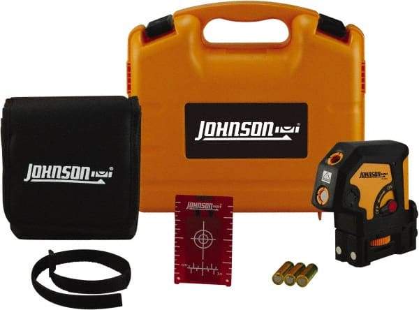 Johnson Level & Tool - 3 Beam 100' (Interior) Max Range Self Leveling Dot Laser Level - Red Beam, 1/8" at 50' Accuracy, 4-3/4" Long x 3" Wide x 4-3/4" High, Battery Included - Strong Tooling