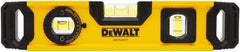 DeWALT - Magnetic 9" Long 2 Vial Torpedo Level - Aluminum, Yellow - Strong Tooling