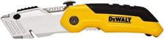 DeWALT - Fixed Folding Utility Knife - 2-1/2" Bi-Metal Blade, Yellow & Black Metal Handle, 1 Blade Included - Strong Tooling