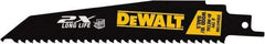 DeWALT - 6" Long x 1" Thick, High Speed Steel Reciprocating Saw Blade - Tapered Profile, 6 TPI, Toothed Edge, Universal Shank - Strong Tooling