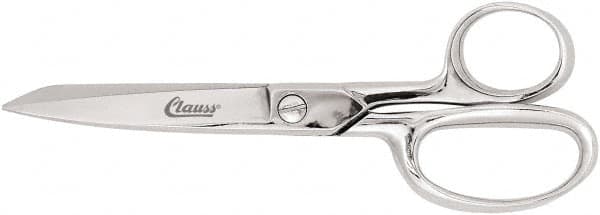 Clauss - 3" LOC, 6" OAL Chrome Plated Straight Trimmers - Steel Straight Handle, For Paper, Fabric - Strong Tooling