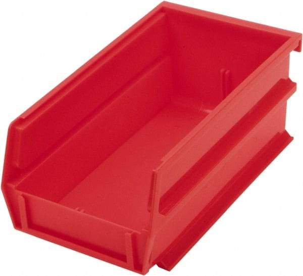 Triton - 7-3/8" Deep, Red Polypropylene Hopper Stacking Bin - 3" High x 4-1/8" Wide x 7-3/8" Long - Strong Tooling