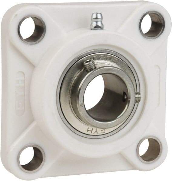 Value Collection - 1-3/16" ID, 4-7/32" OAL x 1-5/8" OAH 4-Bolt Flange Mounted Bearing - 2,540 Lb Static Cap, 4,383 Lb Dyn Cap, 3-17/64" Btw Mnt Hole Ctrs, 3/4" Base-to-Ctr Ht, Thermoplastic - Strong Tooling