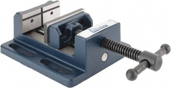 Gibraltar - 3" Jaw Opening Capacity x 1-1/8" Throat Depth, Horizontal Drill Press Vise - 3" Wide Jaw, Stationary Base, Standard Speed, 6-9/16" OAL x 2-7/16" Overall Height, Cast Iron - Strong Tooling