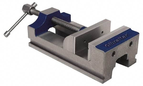 Gibraltar - 6" Jaw Opening Capacity x 2" Throat Depth, Horizontal Drill Press Vise - 6" Wide Jaw, Stationary Base, Standard Speed, 14" OAL, Cast Iron - Strong Tooling