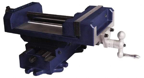 Gibraltar - 8" Jaw Opening Capacity x 2" Throat Depth, Horizontal Drill Press Vise - 8" Wide Jaw, Cross Slide Base, Standard Speed, 8" OAL x 7-1/4" Overall Height, Cast Iron - Strong Tooling