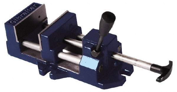 Gibraltar - 8" Jaw Opening Capacity x 1-5/8" Throat Depth, Horizontal Drill Press Vise - 8" Wide Jaw, Stationary Base, Standard Speed, 18-1/2" OAL x 4.71" Overall Height, Cast Iron - Strong Tooling