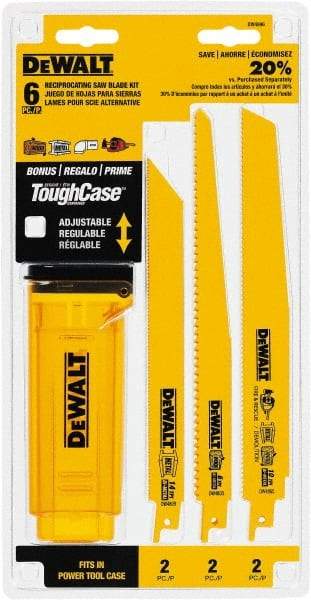 DeWALT - 6 Pieces, 8" to 9" Long x 0.04" Thickness, Bi-Metal Reciprocating Saw Blade Set - Straight Profile, 6 to 14 Teeth, Toothed Edge - Strong Tooling