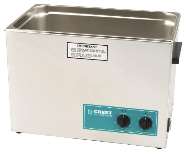 CREST ULTRASONIC - Bench Top Water-Based Ultrasonic Cleaner - 7 Gal Max Operating Capacity, Stainless Steel Tank, 368.3mm High x 533.4mm Long x 323.85mm Wide, 117 Input Volts - Strong Tooling