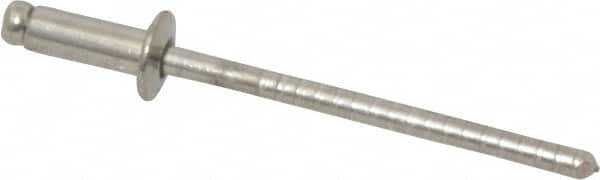 RivetKing - Size 42 Dome Head Stainless Steel Open End Blind Rivet - Stainless Steel Mandrel, 0.126" to 3/16" Grip, 1/4" Head Diam, 0.129" to 0.133" Hole Diam, 0.337" Length Under Head, 1/8" Body Diam - Strong Tooling