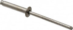 RivetKing - Size 48 Dome Head Stainless Steel Open End Blind Rivet - Stainless Steel Mandrel, 0.376" to 1/2" Grip, 1/4" Head Diam, 0.129" to 0.133" Hole Diam, 0.65" Length Under Head, 1/8" Body Diam - Strong Tooling