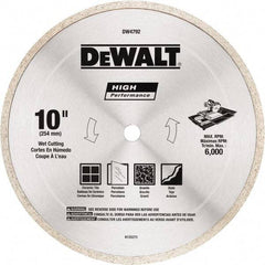 DeWALT - 10" Diam, 5/8" Arbor Hole Diam, Wet & Dry Cut Saw Blade - Diamond-Tipped, Standard Round Arbor - Strong Tooling