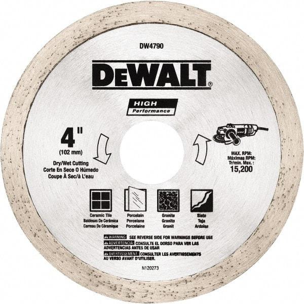 DeWALT - 4" Diam, 5/8 & 7/8" Arbor Hole Diam, Wet & Dry Cut Saw Blade - Diamond-Tipped, Standard Round Arbor - Strong Tooling