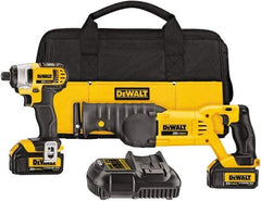 DeWALT - 2 Piece 20 Volt Cordless Tool Combination Kit - Includes 1/4" Impact Driver, Reciprocating Saw, Fast Charger, Contractor Bag & Belt Hook, Lithium-Ion - Strong Tooling