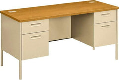 Hon - 60" Long x 29-1/2" High x 24" Deep, 4 Drawer Kneespace Credenza - Harvest/Putty (Color), Laminate Top - Strong Tooling