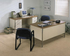 Hon - Plastic Laminated Top Right Return Desk - Mahogany/Charcoal - Strong Tooling