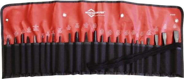 Mayhew - 24 Piece Punch & Chisel Set - 1/4 to 3/4" Chisel, 3/32 to 1/2" Punch, Hex Shank - Strong Tooling