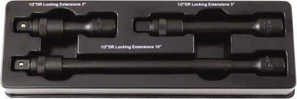 Paramount - 1/2" Drive Socket Impact Locking Extension Set - 3 Pieces, Includes 3, 5, 10" Lengths - Strong Tooling