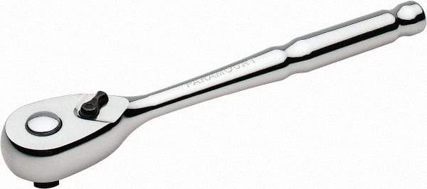 Paramount - 3/8" Drive Pear Head Quick-Release Ratchet - Chrome Finish, 8" OAL, 72 Gear Teeth - Strong Tooling