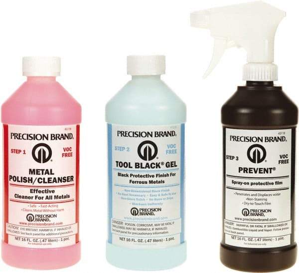 Precision Brand - 1 Pint Bottle Tool Black Gel Kit - 1 Pint Tool Black Gel, 1 Pint Metal Polish Cleanser and 1 Pint Prevent - Strong Tooling