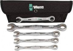 Wera - 4 Piece, 7/16" to 3/4", 12 Point Combination Wrench Set - Inch Measurement Standard, Satin Finish, Comes in Cordura Nylon Roll - Strong Tooling