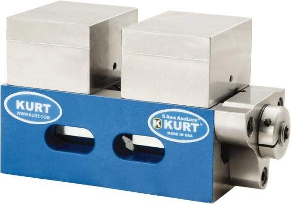 Kurt - 2-1/2" Jaw Width, 4-9/16" High x 5" Long x 2-1/2" Wide Vise - For Use with 5 Axis Workholding Systems - Strong Tooling