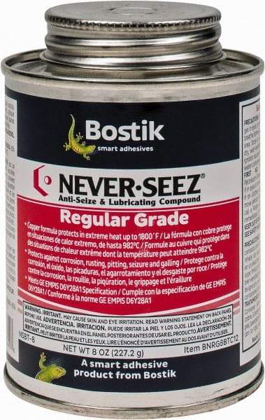 Bostik - 8 oz Can Extreme Pressure Anti-Seize Lubricant - Copper, -297 to 1,800°F, Silver Gray, Water Resistant - Strong Tooling