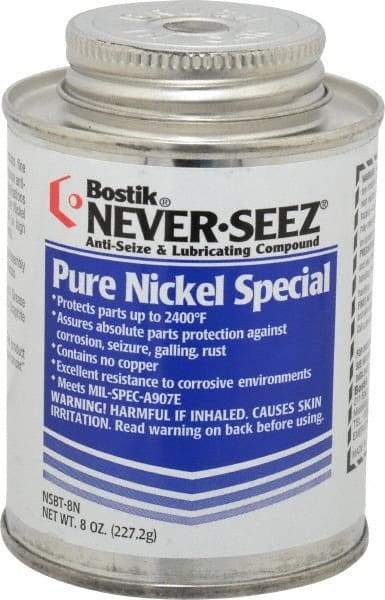 Bostik - 8 oz Can Extreme Pressure, High Temperature Anti-Seize Lubricant - Nickel, -297 to 2,400°F, Silver Colored, Water Resistant - Strong Tooling