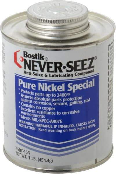 Bostik - 1 Lb Can Extreme Pressure, High Temperature Anti-Seize Lubricant - Nickel, -297 to 2,400°F, Silver Colored, Water Resistant - Strong Tooling