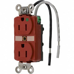 Hubbell Wiring Device-Kellems - 125V 15A NEMA 5-15R Hospital Grade Red Straight Blade Duplex Receptacle - Strong Tooling