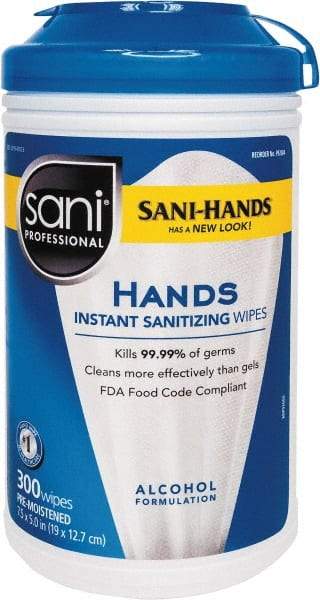 Nice Pak - Pre-Moistened Hand Cleaning Wipes - Canister, 5" x 7-1/2" Sheet Size, White - Strong Tooling