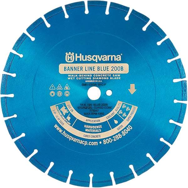 Husqvarna - 20" Diam, 1" Arbor Hole Diam, Continuous Edge Tooth Wet & Dry Cut Saw Blade - Diamond-Tipped, General Purpose Action, Standard Round Arbor - Strong Tooling