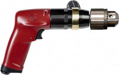 Chicago Pneumatic - 1/2" Keyed Chuck - Pistol Grip Handle, 500 RPM, 4.5 LPS, 7.45 CFM, 1 hp, 90 psi - Strong Tooling