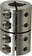 Climax Metal Products - 5/8" Inside x 1-5/16" Outside Diam, One Piece Split Clamping Collar with Keyway - 2" Long x 3/16" Keyway Width x 3/32" Keyway Depth - Strong Tooling