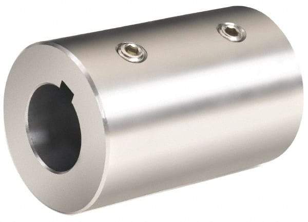 Climax Metal Products - 25mm Inside x 50mm Outside Diam, Metric Set Screw Rigid Coupling with Keyway - 76mm Long x 8mm Keyway Width x 3.3mm Keyway Depth - Strong Tooling