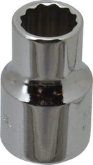 Proto - 3/8" Drive, Standard Hand Socket - 12 Points, 1-3/32" OAL, Chrome Finish - Strong Tooling