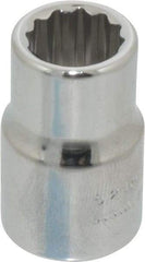 Proto - 3/8" Drive, Standard Hand Socket - 12 Points, 1-3/32" OAL, Chrome Finish - Strong Tooling