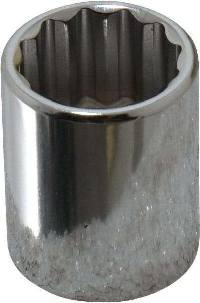 Proto - 3/8" Drive, Standard Hand Socket - 12 Points, 1-1/8" OAL, Chrome Finish - Strong Tooling