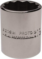 Proto - 3/8" Drive, Standard Hand Socket - 12 Points, 1-3/16" OAL, Chrome Finish - Strong Tooling