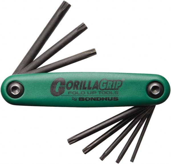 Bondhus - 8 Piece TR9 to T40 Fold-Up Torx Key Set - T9, T10, T15, T20, T25, T27, T30, T40 Torx Size - Strong Tooling