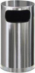 Rubbermaid - 12 Gal Silver Round Decorative Waste Receptacle With Top - Steel, 28" High - Strong Tooling