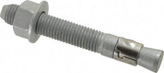 Powers Fasteners - 3/4" Diam, 3/4" Drill, 5-1/2" OAL, 1-5/8" Min Embedment Wedge Expansion Concrete Anchor - Steel, Galvanized Finish, Hex Nut Head, Hex Drive - Strong Tooling