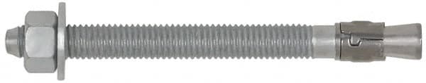 Powers Fasteners - 1/2" Diam, 1/2" Drill, 7" OAL, 3-3/8" Min Embedment Wedge Expansion Concrete Anchor - Steel, Galvanized Finish, Hex Nut Head, Hex Drive, 2-3/4" Thread Length - Strong Tooling