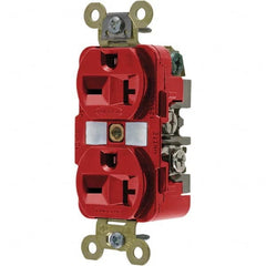 Hubbell Wiring Device-Kellems - 250V 20A NEMA 6-20R Industrial Grade Red Straight Blade Duplex Receptacle - Strong Tooling