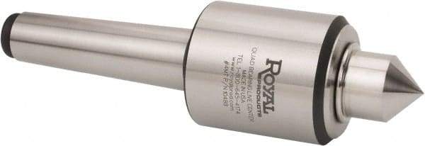 Royal Products - MT3 Morse Taper, 1.7" Head Diam Live Center - 6,000 Max RPM, 2.12" Head Length, 0.88" Point Diam, 1.07" Point Len, 885 Lb Max Workpc, Male Point - Strong Tooling